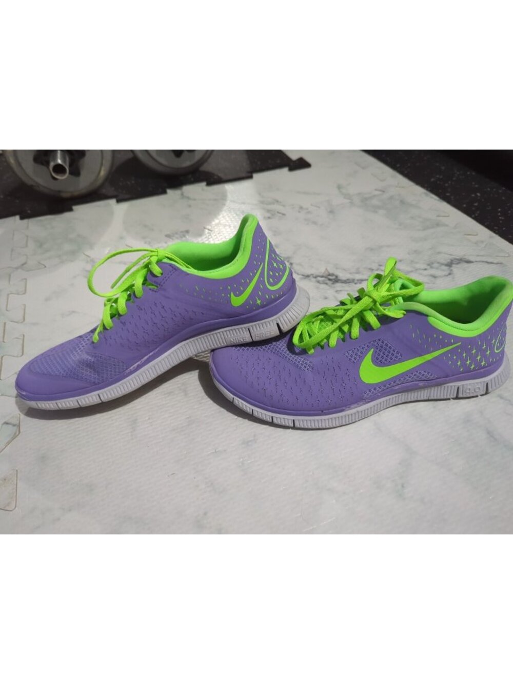 Nike Free 4.0 V2 Womens US 9 Running Sneaker Shoes Purple Green Athletic Jogging